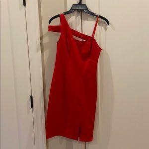 Red Mini One shoulder Dress